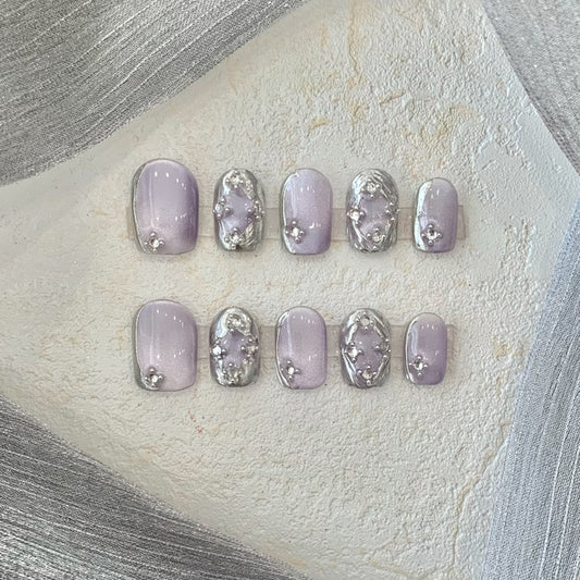 Adhesivos de Uñas Cortas Púrpura Claro Bucheriti