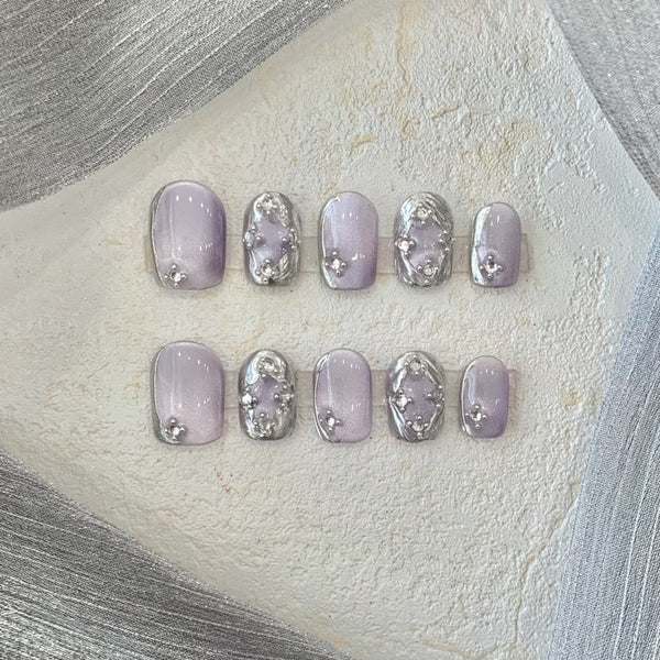 Adhesivos de Uñas Cortas Púrpura Claro Bucheriti