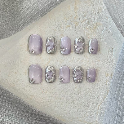 Adhesivos de Uñas Cortas Púrpura Claro Bucheriti