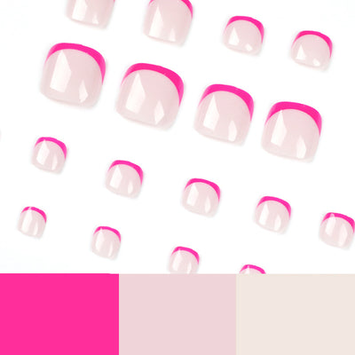 Uñas Postizas Removibles Rojo Rosa Francés Elegante - Image 11