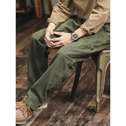 Pantalones Cargo Holgados Verde Militar Estilo Retro para Hombre - Image 6