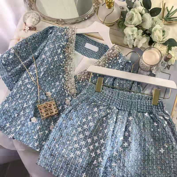 Conjunto Elegante Blusa Escote V y Shorts Sueltos Efecto Reductor para Mujer