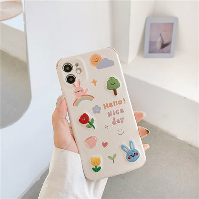 Funda para Teléfono con Diseño Bordado de Osito y Conejo - Image 4