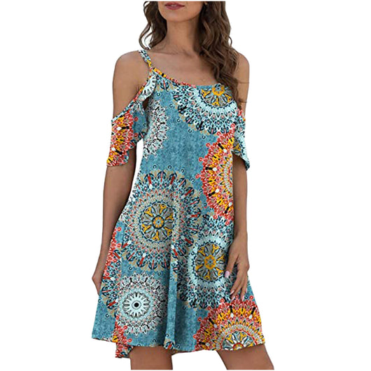 Vestido Slip Hombros Descubiertos con Estampado Digital - Image 5