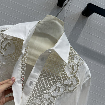 Blusa Elegante de Malla Calada Manga Larga para Mujer - Image 11
