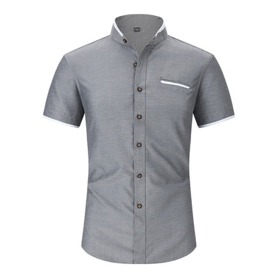 Camisa de Cuello Mao Manga Corta para Hombre - Image 5