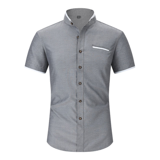 Camisa de Cuello Mao Manga Corta para Hombre - Image 5