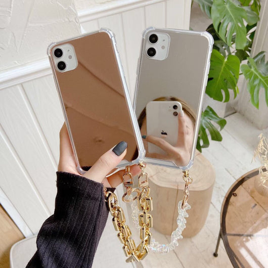 Funda Espejo Electrochapada para Teléfono con Pulsera de Moda - Image 5