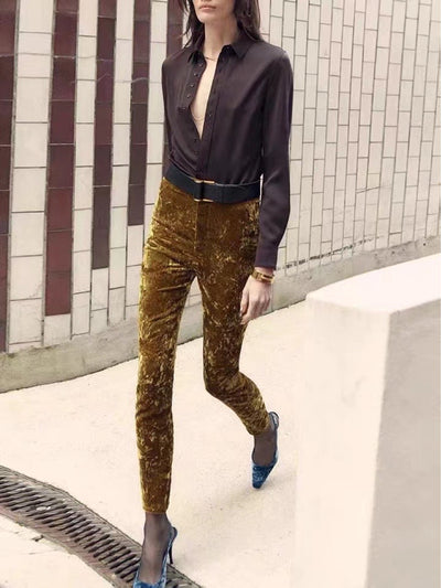 Pantalones Slim de Cintura Alta con Elástico y Puños Ajustados - Image 11