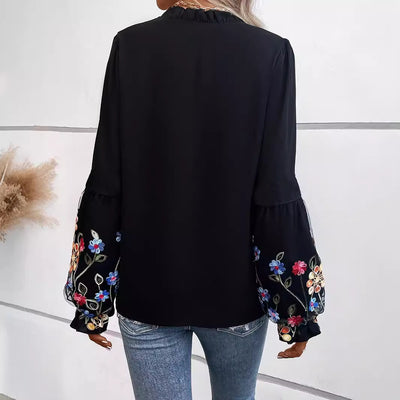 Blusa Larga de Mujer Estilo Europeo y Americano con Cuello en V para Verano - Image 2