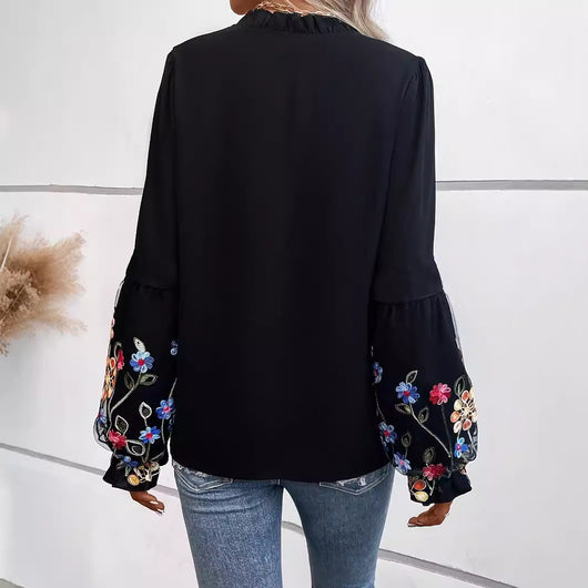 Blusa Larga de Mujer Estilo Europeo y Americano con Cuello en V para Verano - Image 2