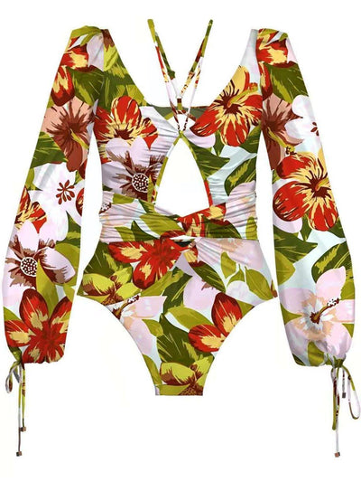 Traje de Baño Enterizo con Manga Larga y Estampado One Piece - Image 33