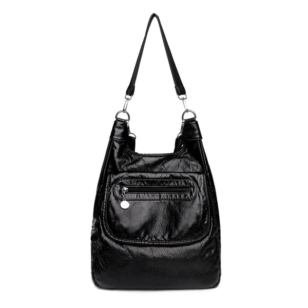 Mochila de Cuero Lavable Multifuncional de Gran Capacidad