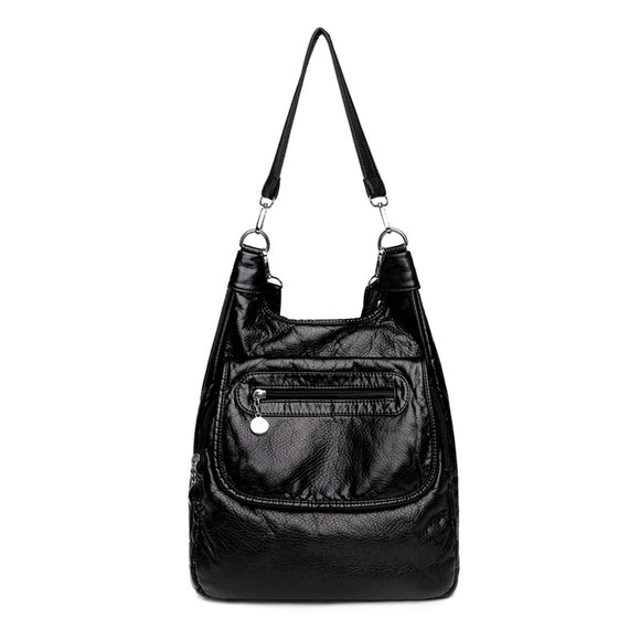 Mochila de Cuero Lavable Multifuncional de Gran Capacidad
