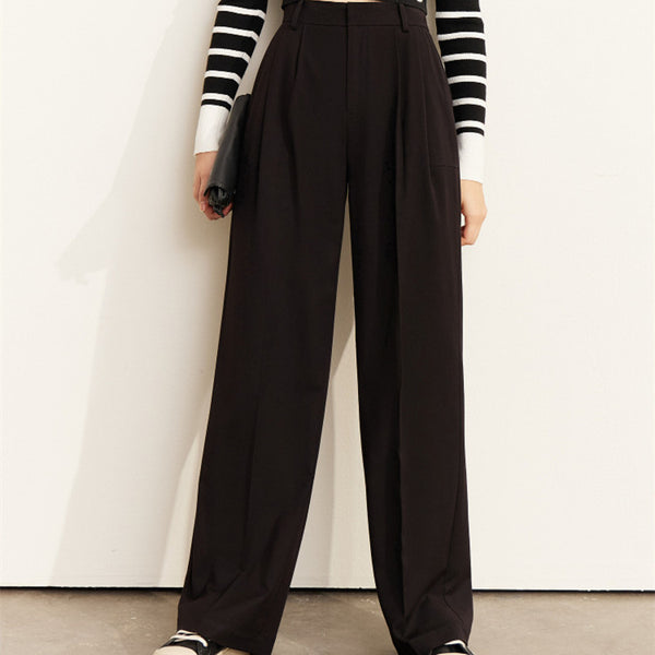 Pantalón de Talle Alto Ancho Drapeado Casual