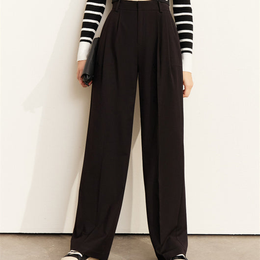 Pantalón de Talle Alto Ancho Drapeado Casual