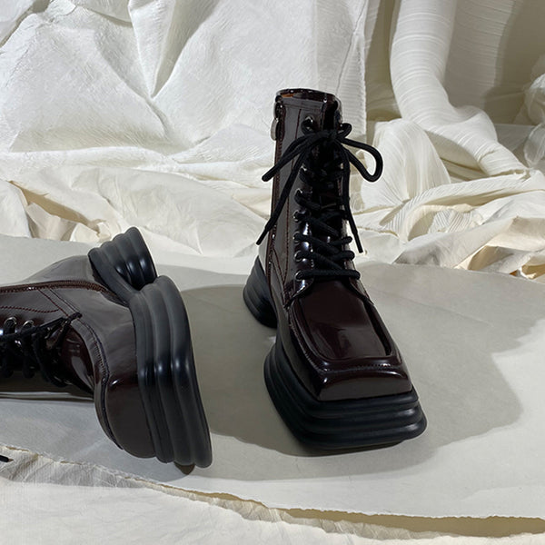Botas Martin para Mujer con Punta Cuadrada y Suela Gruesa