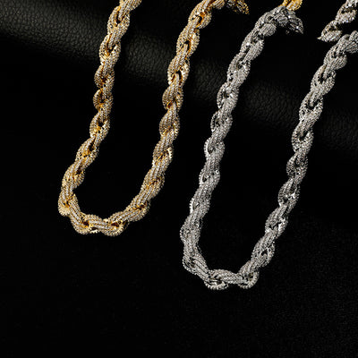 Cadena Hip-Hop Trenzada 10mm con Diamantes - Estilo Europeo y Americano - Image 2