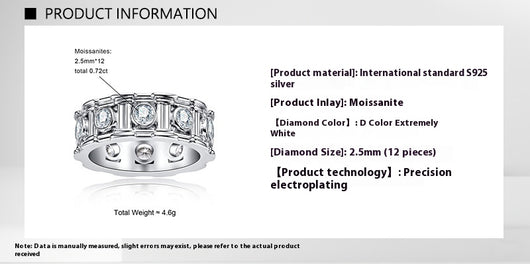Anillo Lujo Ligero Plata 925 con Incrustación Columna Romana y Moissanita para Mujer - Image 5