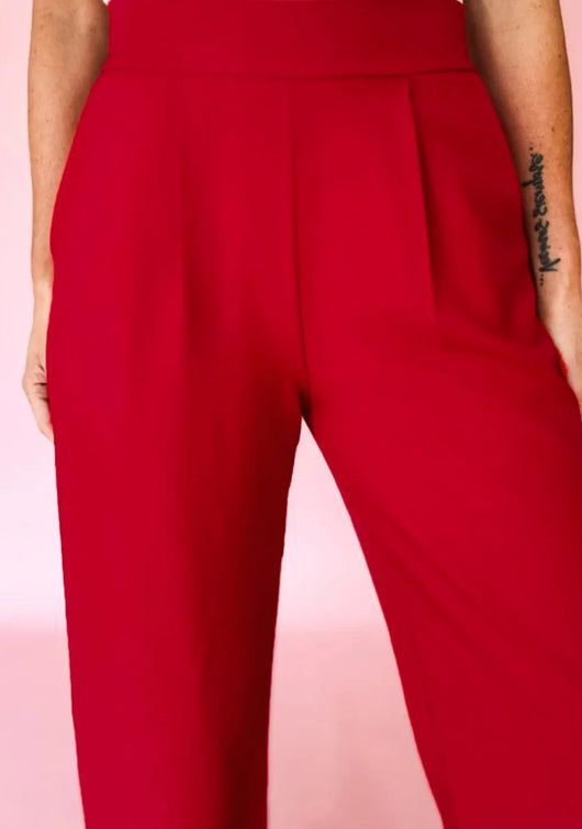 Pantalón Recto Cintura Alta Elástica con Pliegues Delanteros - Image 11