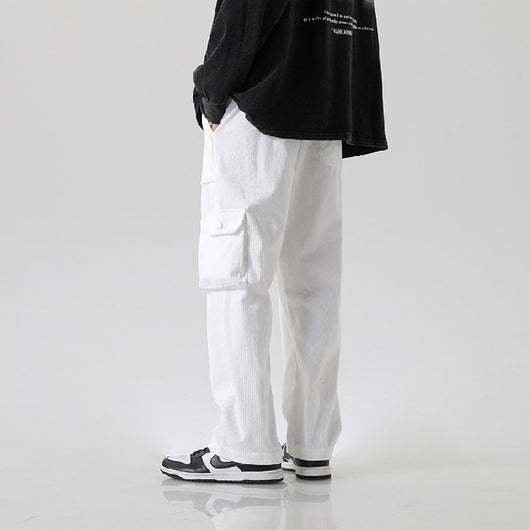 Pantalón Cargo Corduroy Holgado Multibolsillos de Corte Recto - Image 7