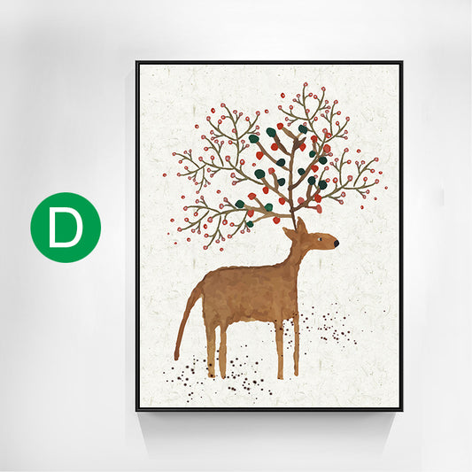 Cuadro Decorativo Ciervo Conejo con Flores Coloridas para Sala y Porche