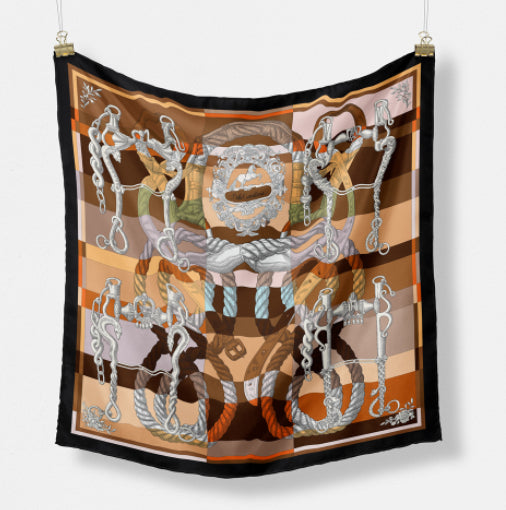 Pañuelo de Seda Estampado Minimalista - Elegancia Versátil - Image 31