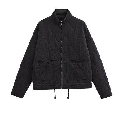 Chaqueta Retro Americana de Algodón con Cuello Tipo Polo y Diseño Rombo para Mujer - Image 7