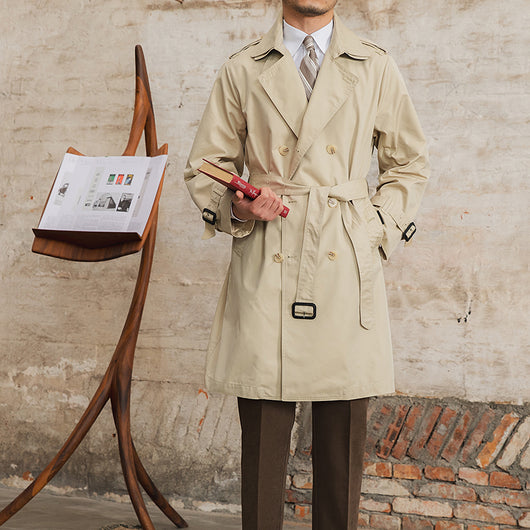 Abrigo Gabardina Impermeable Doble Cuello Hombre Largo Doble Botonadura - Image 4