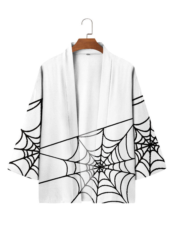 Bata Cardigan Tres Cuartos con Diseño de Telaraña para Hombre