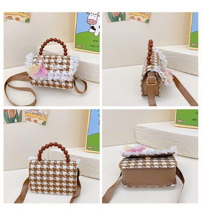 Bolso Crossbody Cuadros Marrones con Detalle Pearl - Image 32