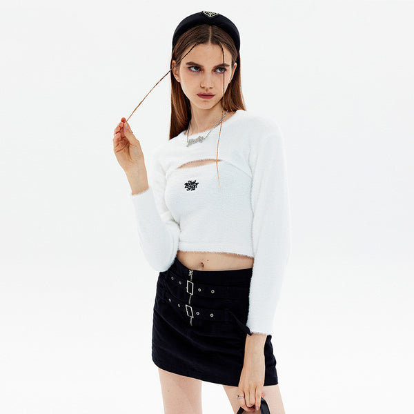 Conjunto de Dos Piezas: Blusa Manga Larga con Tirantes Ajustables