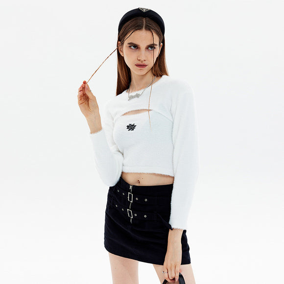 Conjunto de Dos Piezas: Blusa Manga Larga con Tirantes Ajustables