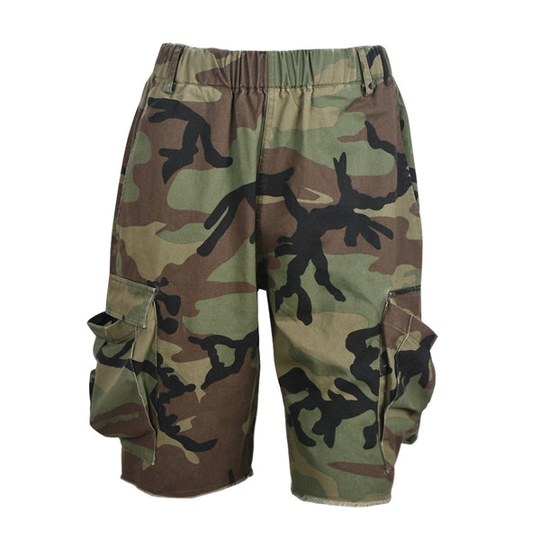 Shorts Casuales Camuflado con Bolsillos Múltiples para Mujer - Image 3
