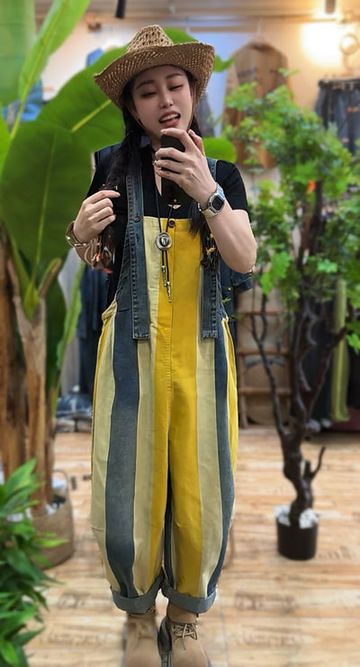 Mono Jumpsuit Denim Rayas Vintage con Tirantes para Mujer - Image 21