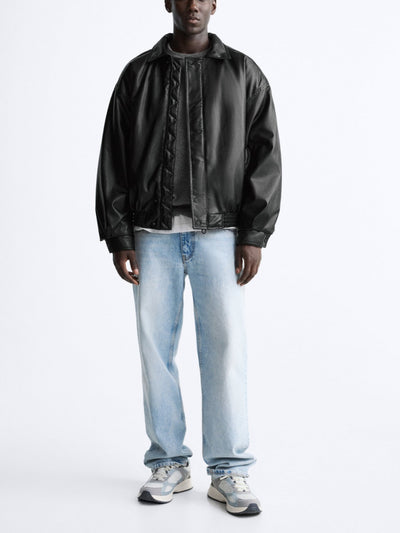 Chaqueta de Cuero Sintético con Solapas y Algodón para Hombre - Image 2