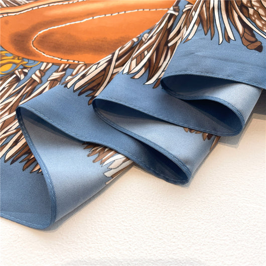 Pañuelo de Seda Lujo Bloques de Color Estampado Twill Grande - Image 9