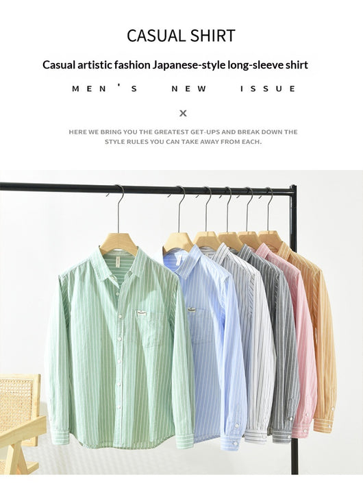 Camisa Oxford Casual de Rayas para Hombre - Corte Relajado y Manga Larga - Image 22
