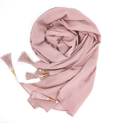 Hijab Elegante con Borlas en las Cuatro Esquinas - Image 23