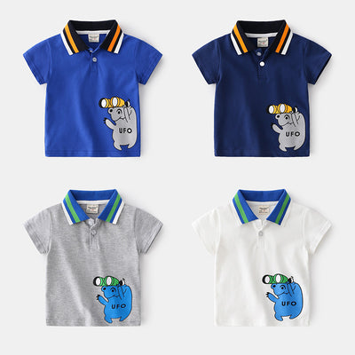 Playera Infantil con Estampado Cartoon y Cuello Solapa - Image 3