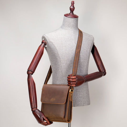 Bolsa Bandolera de Cuero Genuino para Hombre - Estilo Casual Messenger