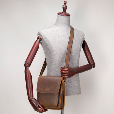 Bolsa Bandolera de Cuero Genuino para Hombre - Estilo Casual Messenger