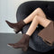 Botas Retro de Tacón Cuadrado y Punta Cuadrada en Cuero Mate para Mujer