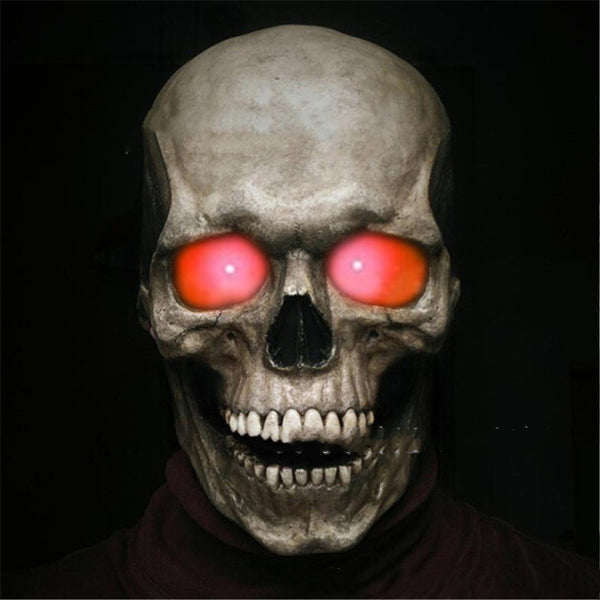 Calavera Halloween Terrorífica con Mandíbula Móvil y Luz Fluorescente