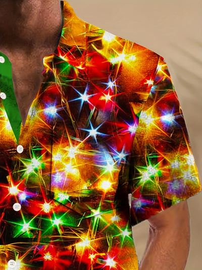 Camisa Casual Manga Corta con Bolsillos para Hombre Talla Grande - Estampado 3D - Image 10