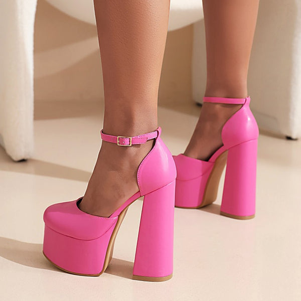 Sandalias de Tacón Alto con Plataforma y Hebilla