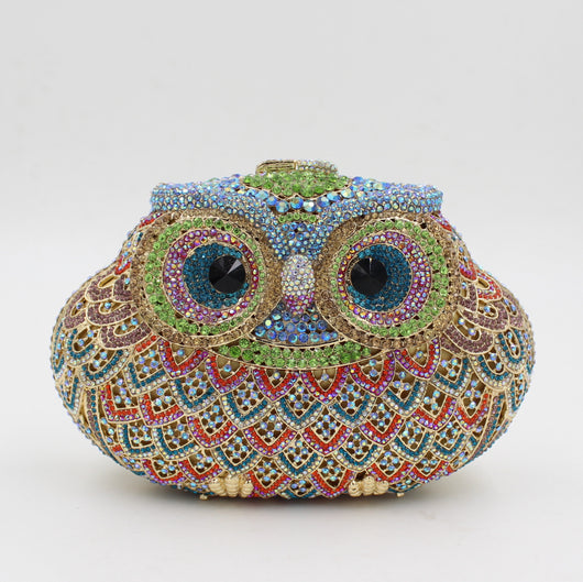 Bolso de Fiesta Clutch con Diseño de Búho y Cristales de Colores - Image 2