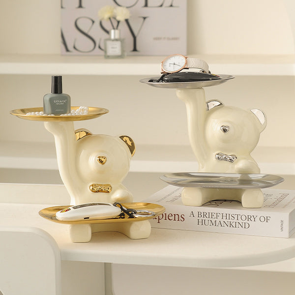 Bandeja Decorativa Crema para Entrada - Organizador de Llaves y Accesorios