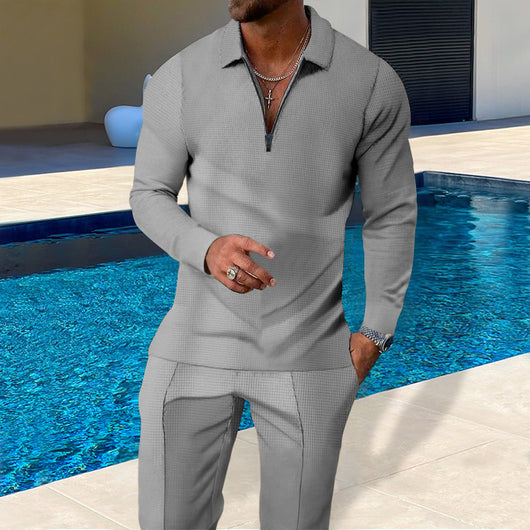 Traje Casual Completo para Hombre con Textura Waffle y Cierre - Image 2