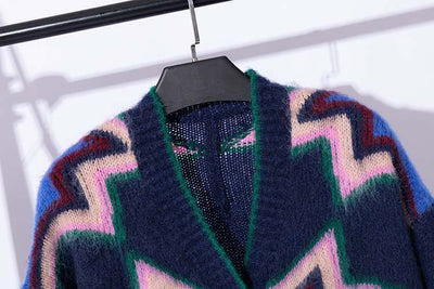 Cardigan Tejido Bicolor de Manga Larga - Estilo Relajado - Image 10